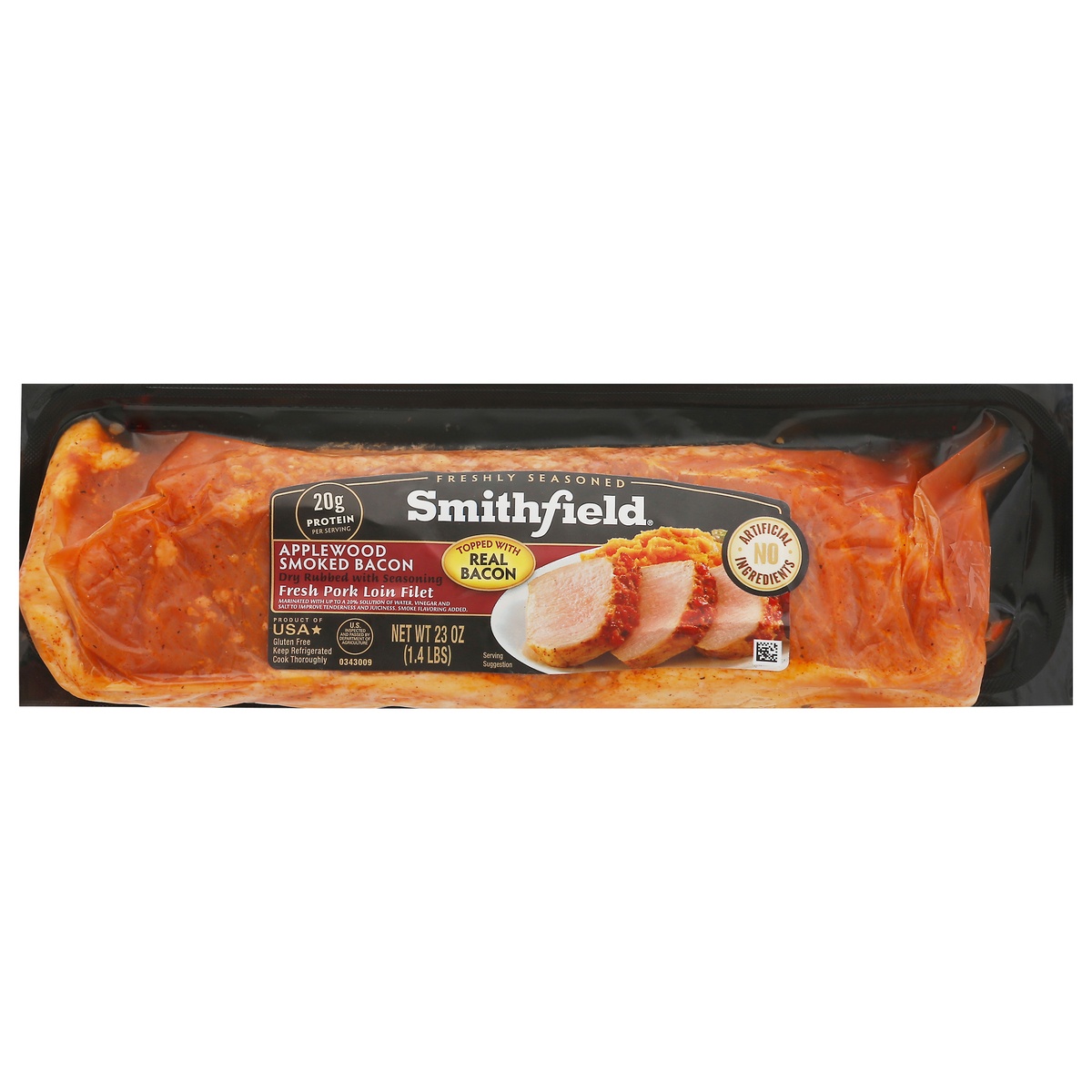 slide 1 of 1, Smithfield Applewood Smoked Bacon Pork Loin Filet, 27.2 oz