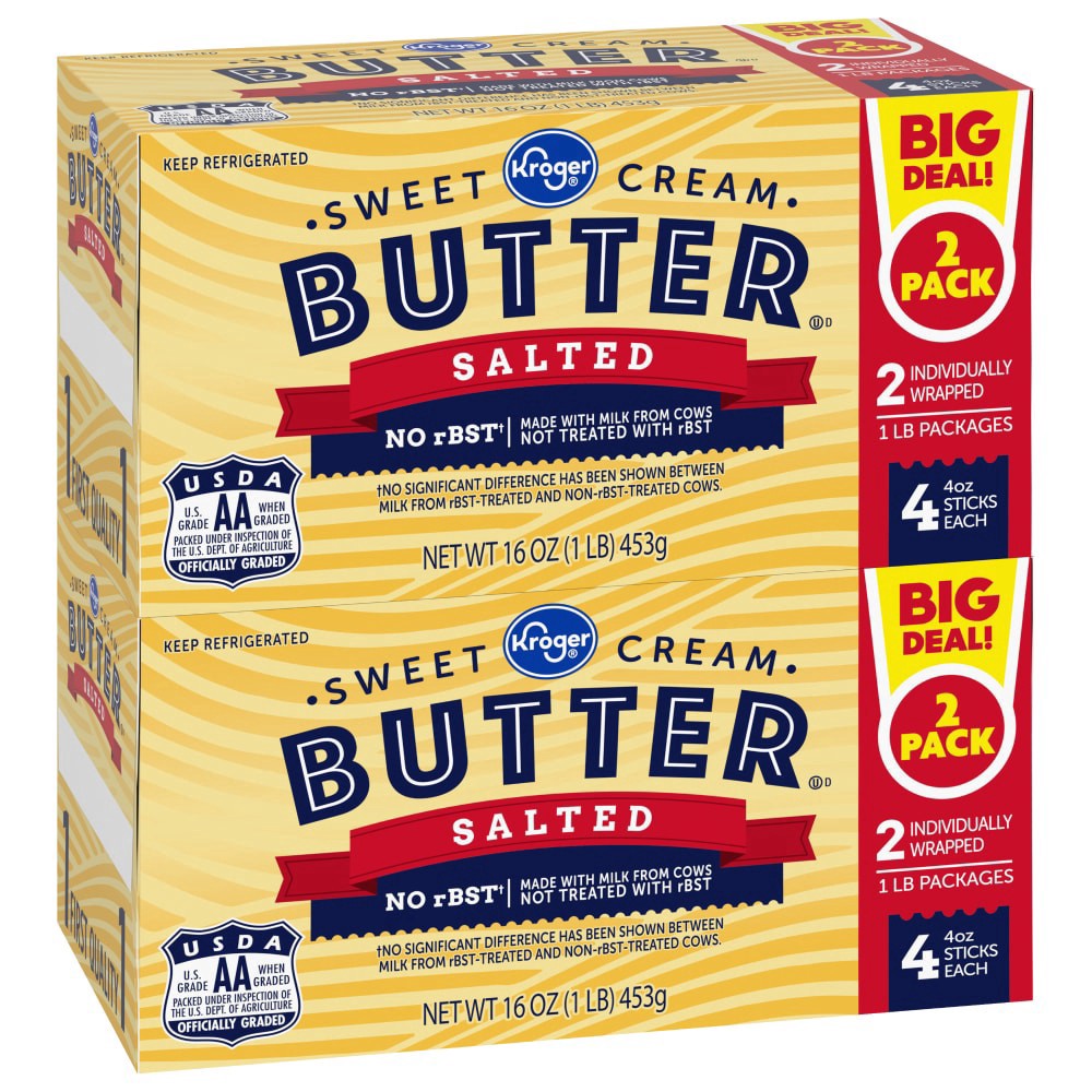 slide 3 of 5, Kroger Salted Butter, 2 ct