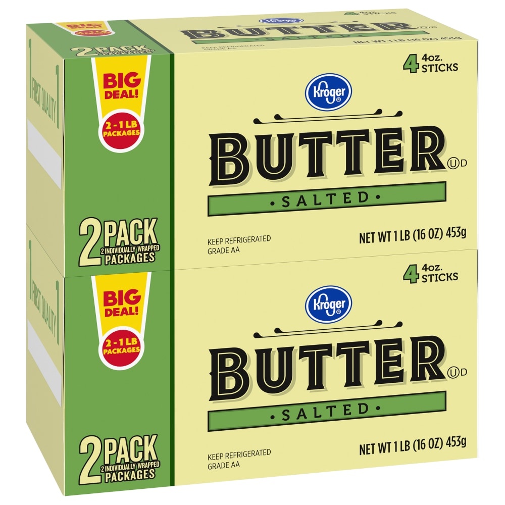 slide 1 of 1, Kroger Salted Butter, 2 ct