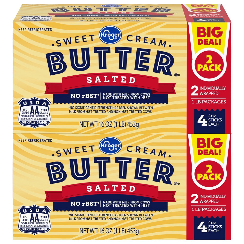 slide 1 of 5, Kroger Salted Butter, 2 ct
