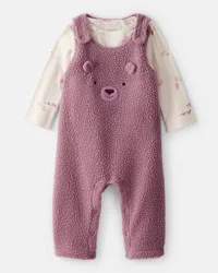 Carter's Carters Baby Girl 2-Piece Velour Long-Sleeve Snug Fit Overall Set - Purple Purple 12M