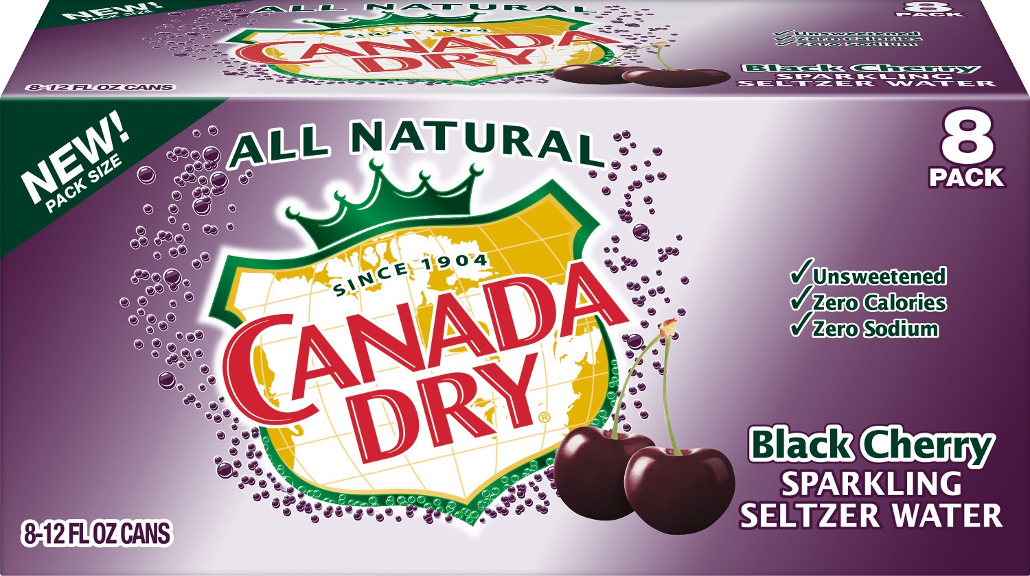 slide 1 of 3, Canada Dry Black Cherry Sparkling Seltzer Water, 12 fl oz cans, 8 pack, 8 ct