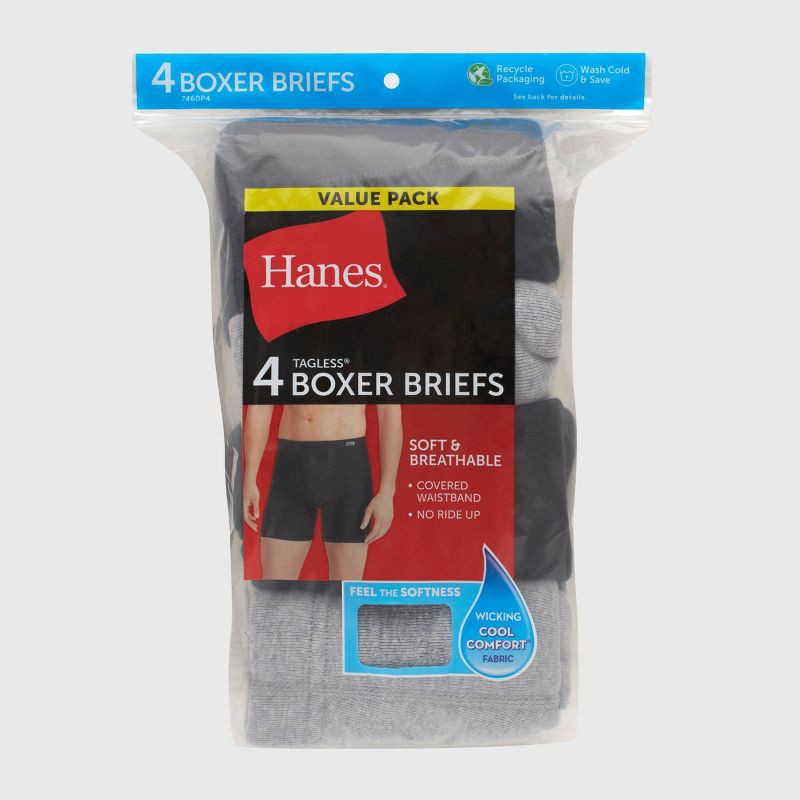 slide 8 of 8, Hanes Men's Comfort Soft Waistband Boxer Briefs 4pk - Black/Gray XXL: Tagless, Breathable, Moisture Wicking, 4 ct