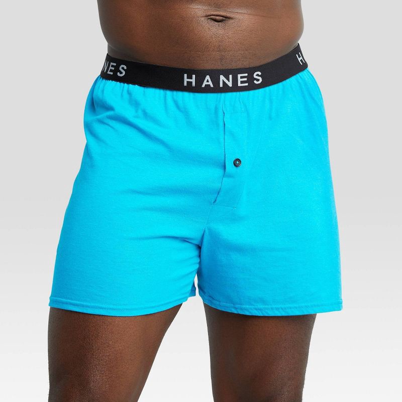 slide 5 of 6, Hanes Premium Men's 4pk Knit Boxers - Blue/Black XL, 4 ct