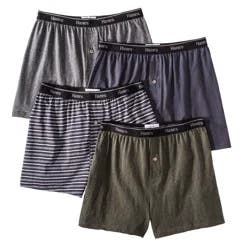 Hanes Premium Men's 4pk Stretch Cotton Knit Boxers - Black/Gray XL: Tagless Mid Rise Boxer Shorts