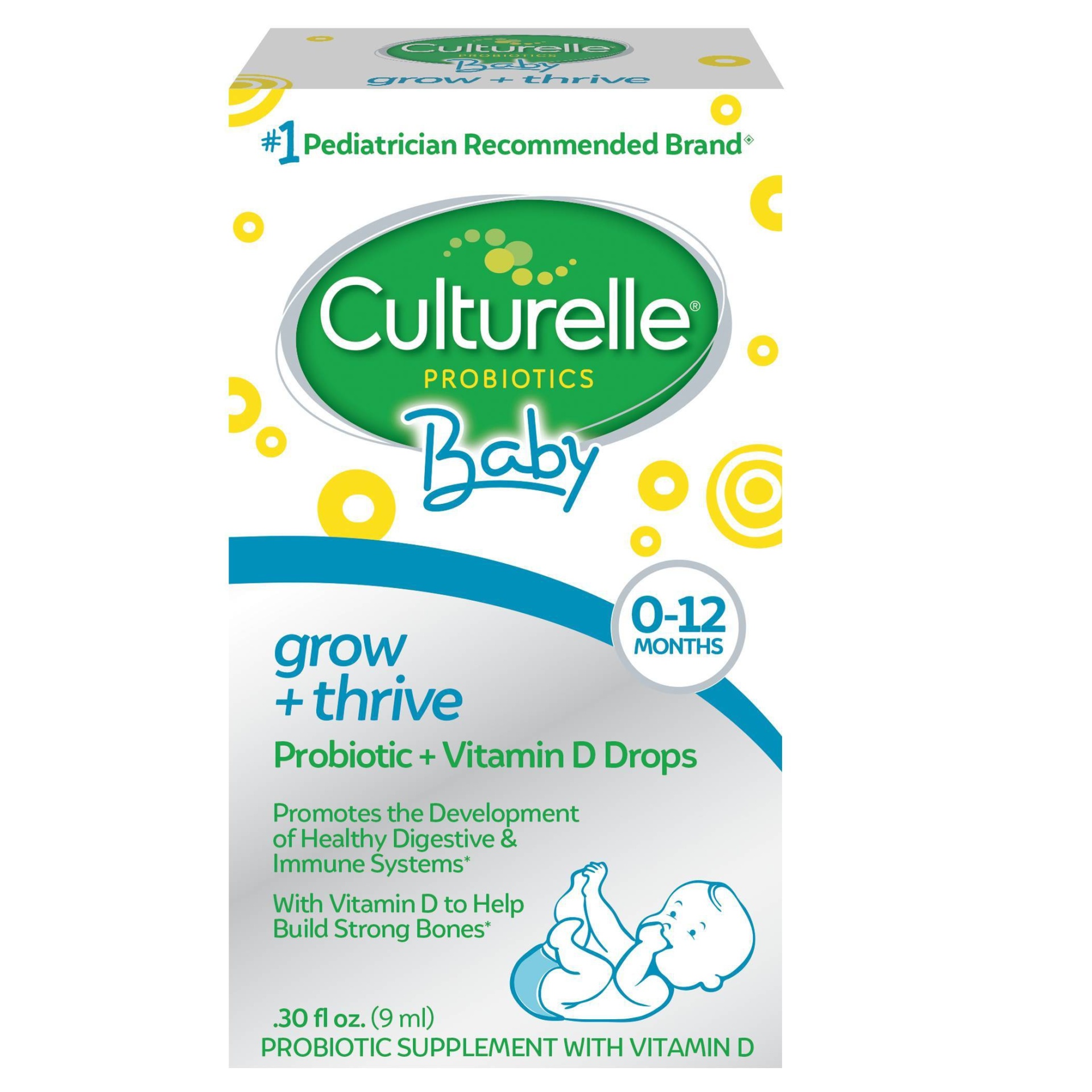 slide 1 of 5, Culturelle Baby Grow + Thrive Probiotics + Vitamin D Drops for Babies and Infants, with Vitamin D - 0.30 fl oz, 0.3 fl oz