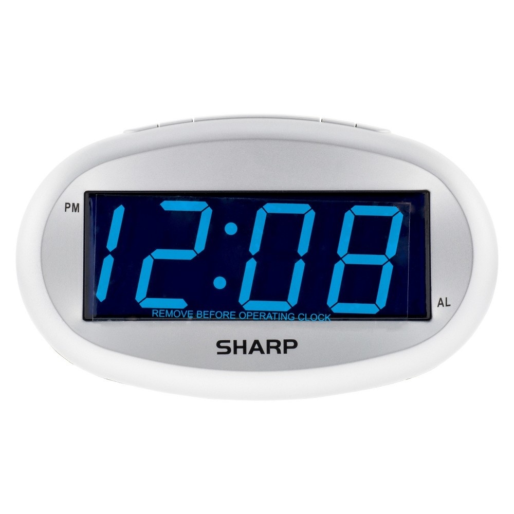 slide 2 of 3, LED Alarm Clock with Dimmer Silver - Sharp, 1 ct