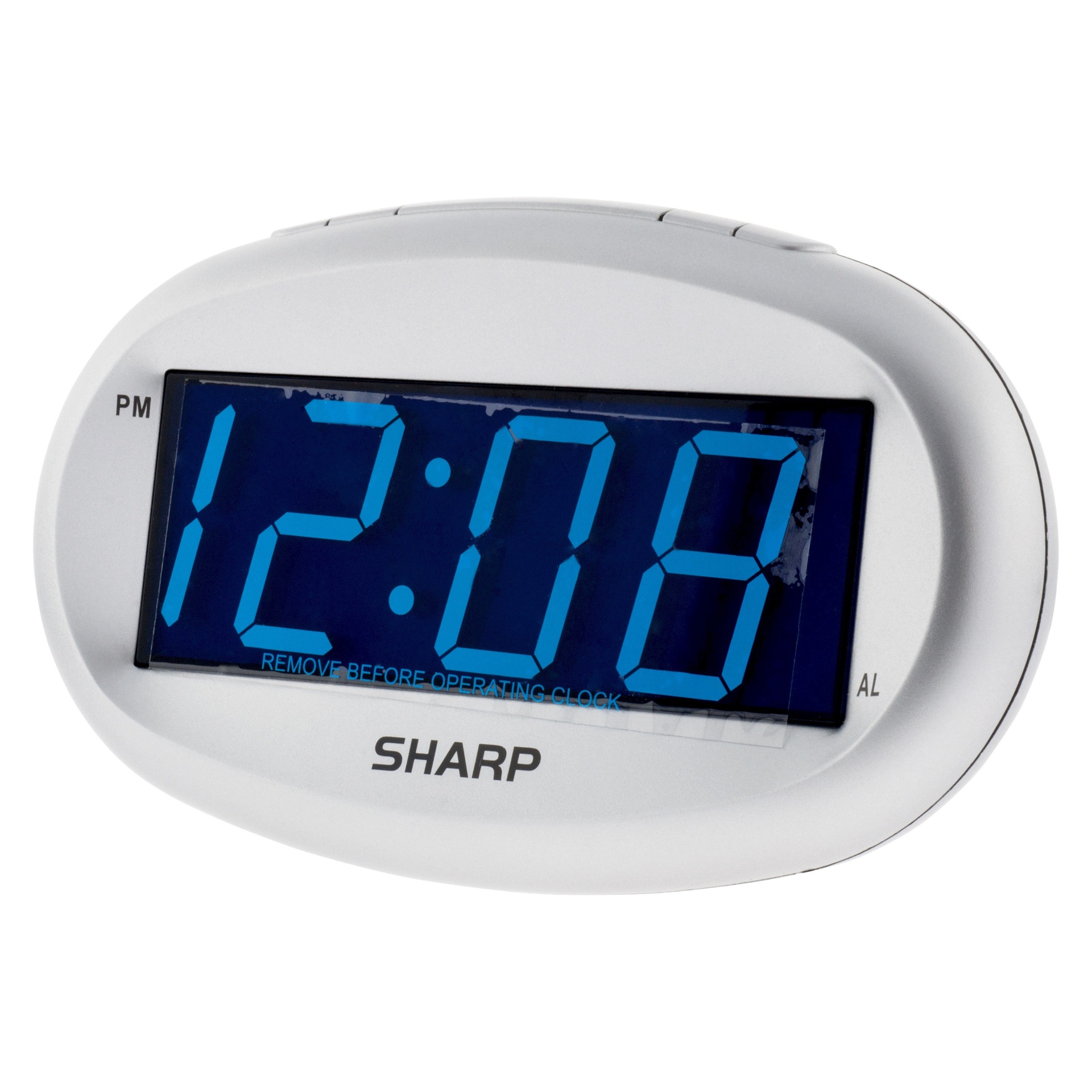 slide 1 of 3, LED Alarm Clock with Dimmer Silver - Sharp, 1 ct