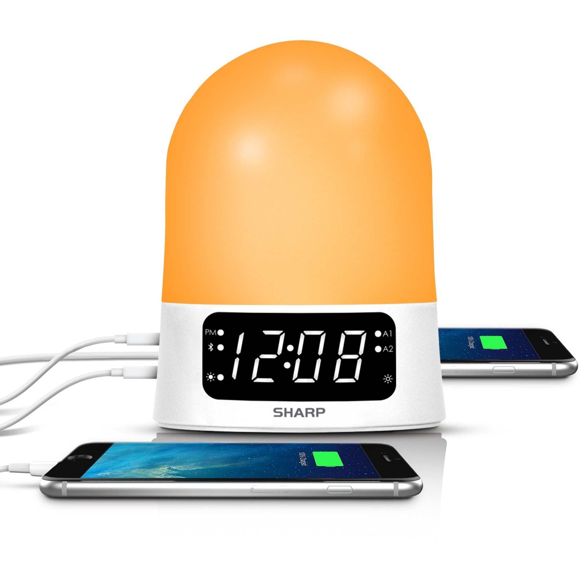 slide 1 of 1, Sunrise Simulator Alarm Clock With Blue Tooth Or USB Ports White - Sharp, 1 ct