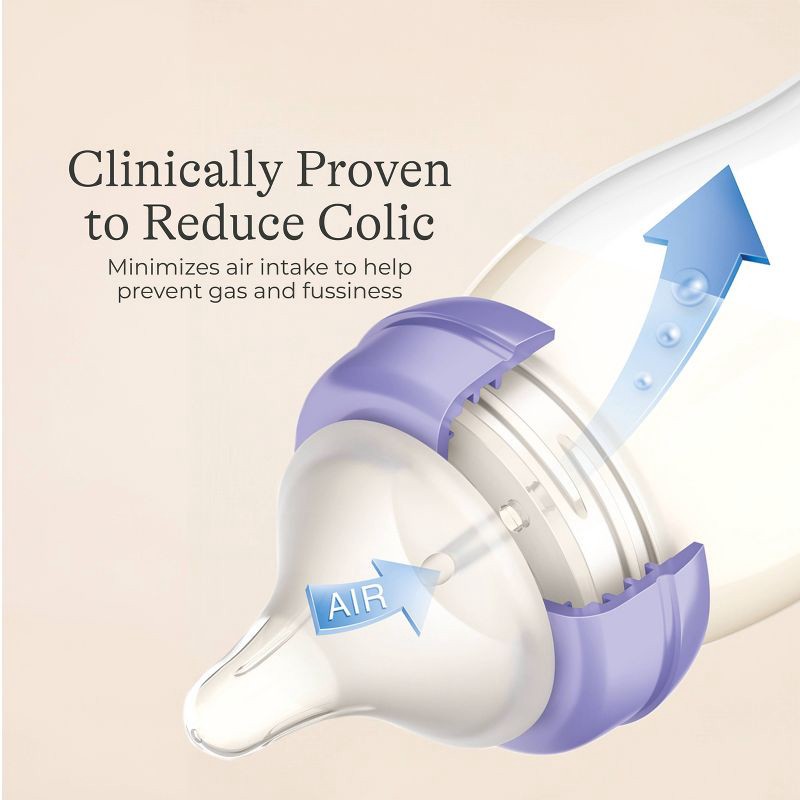 slide 5 of 8, Lansinoh Anti-Colic Baby Bottles for Breastfeeding Babies, Formula Feeding, Breast Milk Storage - Slow Flow Nipples (Size 2S) - 5oz/3pk, 3 ct; 5 oz