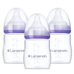 Lansinoh Anti-Colic Baby Bottles for Breastfeeding Babies, Formula Feeding, Breast Milk Storage - Slow Flow Nipples (Size 2S) - 5oz/3pk