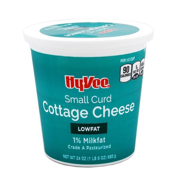 slide 1 of 1, Hy-vee 1% Lowfat Small Curd Cottage Cheese, 24 oz