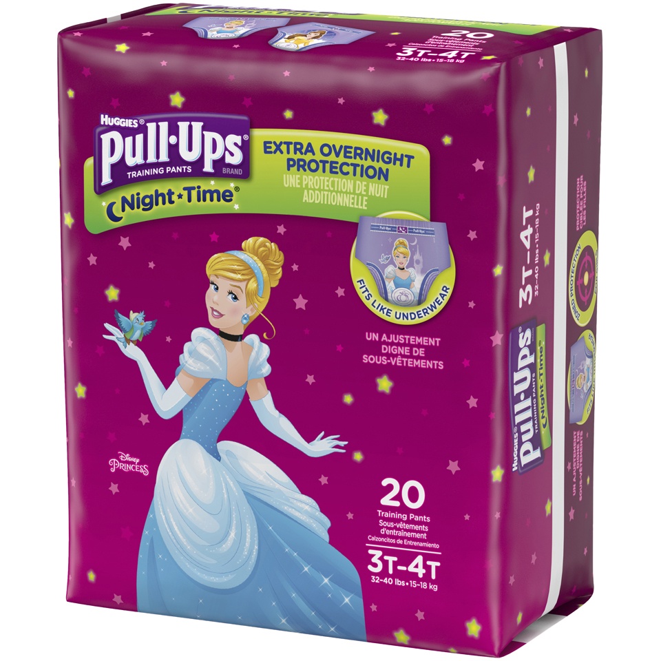 Huggies Girls' Pull-Ups Night Time Training Pants, Jumbo Pack, 3T-4T 20 ...