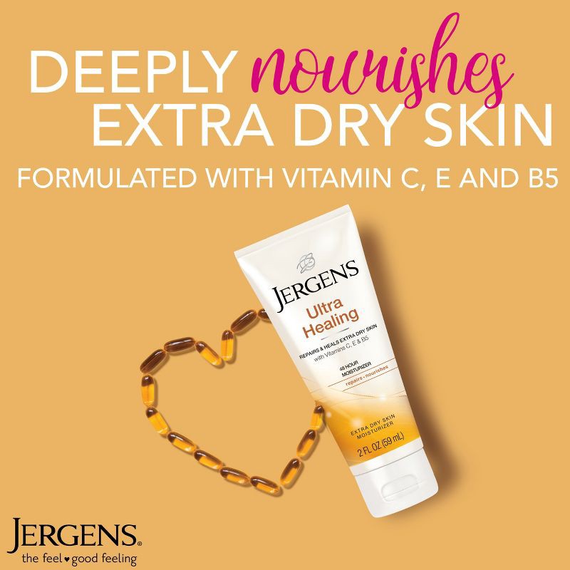 slide 3 of 9, Jergens Ultra Healing Body Lotion for Dry Skin with Vitamins C, E and B5 - Travel Size - 2 fl oz, 2 fl oz