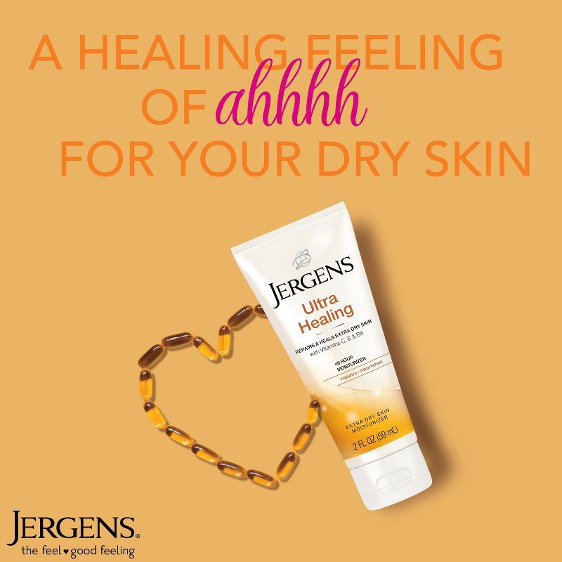 slide 3 of 10, Jergens Ultra Healing Hand and Body Lotion, Dry Skin Moisturizer with Vitamins C, E, and B5 Fresh - 2 fl oz, 2 fl oz