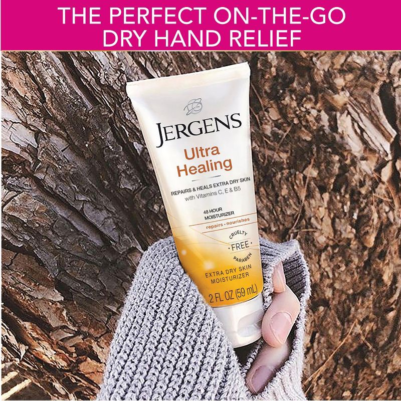slide 4 of 9, Jergens Ultra Healing Body Lotion for Dry Skin with Vitamins C, E and B5 - Travel Size - 2 fl oz, 2 fl oz