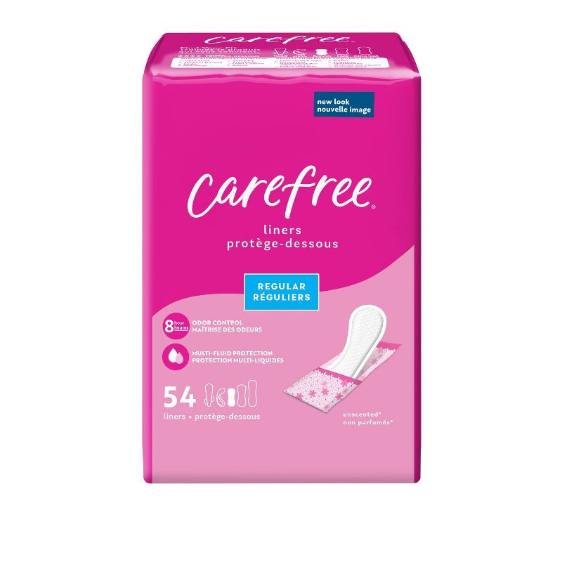 slide 1 of 9, Carefree Wrapped Unscented Panty Liners To Go - 54ct, 54 ct