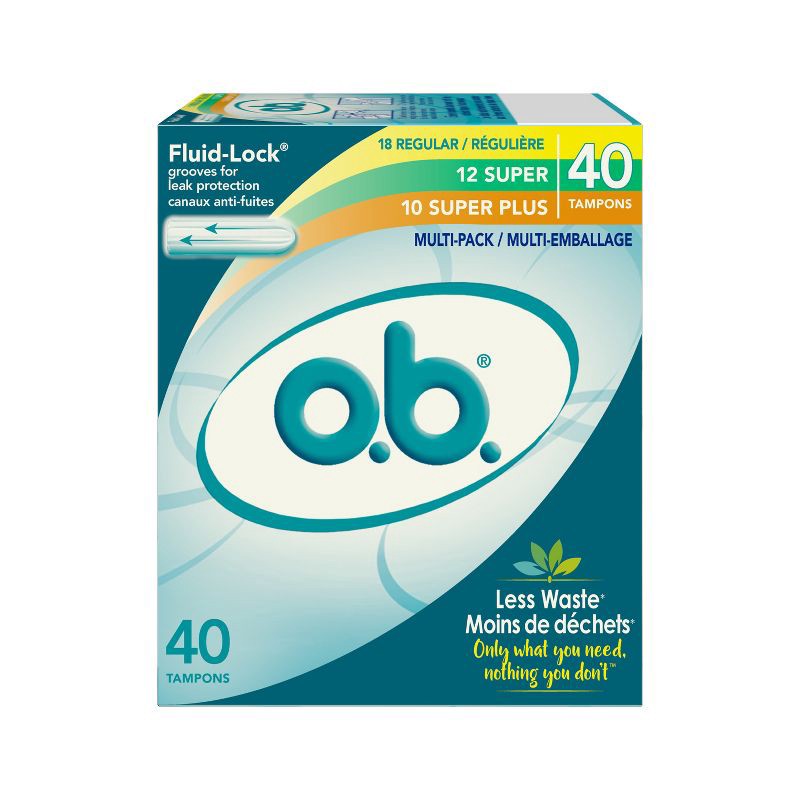 slide 2 of 12, o.b. Applicator-Free Digital Tampons - Multipack (18 Regular/12 Super/10 Super Plus Absorbency) - Unscented - 40ct, 40 ct