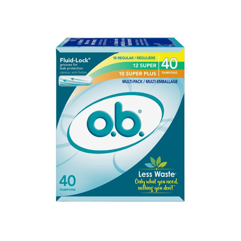 slide 2 of 8, o.b. Applicator-Free Digital Tampons - Multipack (18 Regular/12 Super/10 Super Plus Absorbency) - Unscented - 40ct, 40 ct