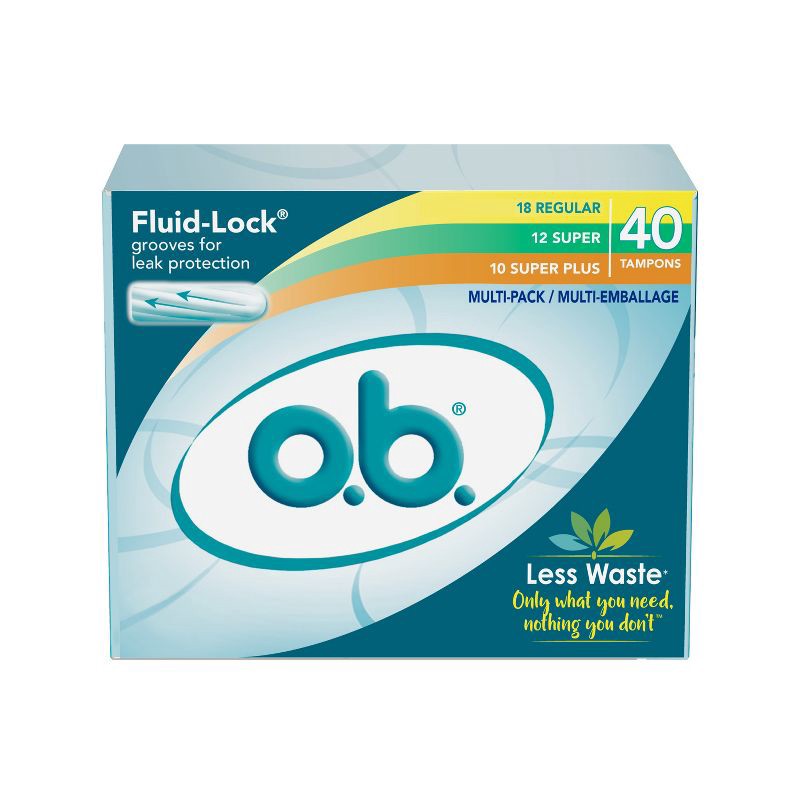 slide 1 of 8, o.b. Applicator-Free Digital Tampons - Multipack (18 Regular/12 Super/10 Super Plus Absorbency) - Unscented - 40ct, 40 ct