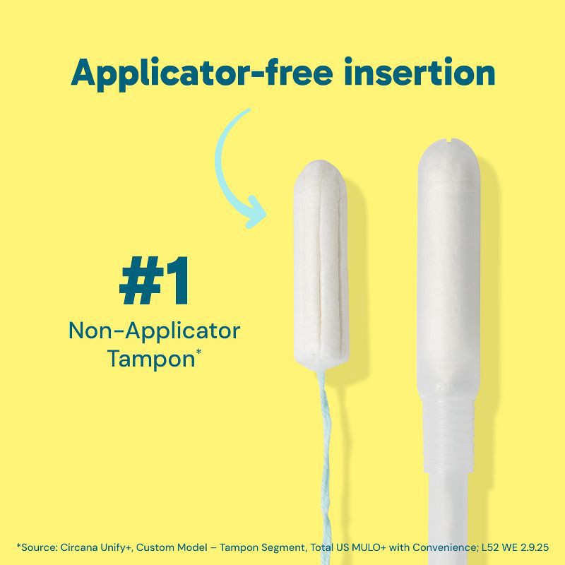 slide 9 of 12, o.b. Applicator-Free Digital Tampons - Multipack (18 Regular/12 Super/10 Super Plus Absorbency) - Unscented - 40ct, 40 ct