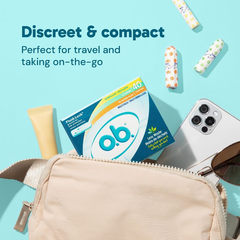 slide 11 of 12, o.b. Applicator-Free Digital Tampons - Multipack (18 Regular/12 Super/10 Super Plus Absorbency) - Unscented - 40ct, 40 ct