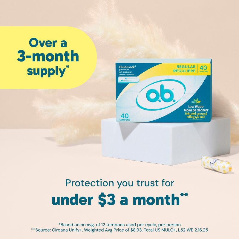 slide 12 of 12, o.b. Applicator-Free Digital Tampons - Multipack (18 Regular/12 Super/10 Super Plus Absorbency) - Unscented - 40ct, 40 ct