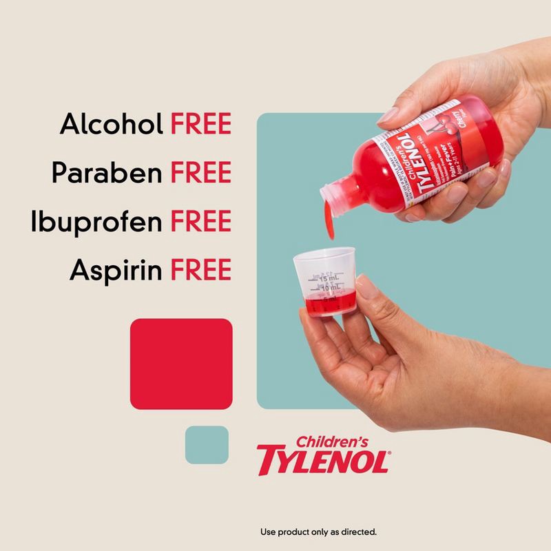 slide 4 of 8, Children's Tylenol Pain + Fever Relief Liquid - Acetaminophen - Cherry - 4 fl oz, 4 fl oz