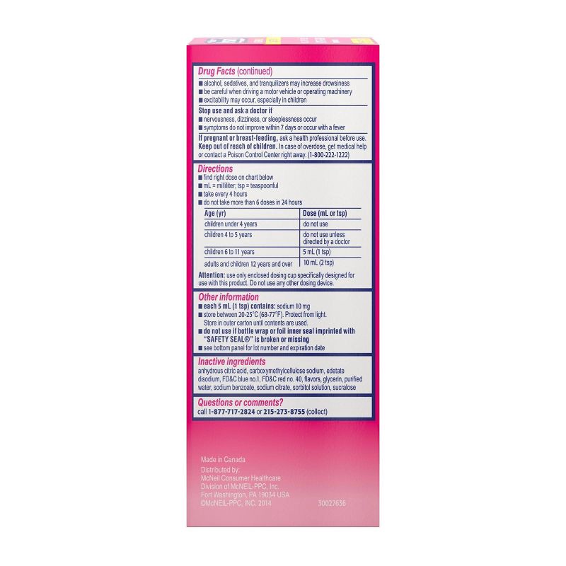 slide 2 of 6, Children's Benadryl Diphenhydramine Allergy Plus Congestion Relief Liquid - Grape - 4 fl oz, 4 fl oz