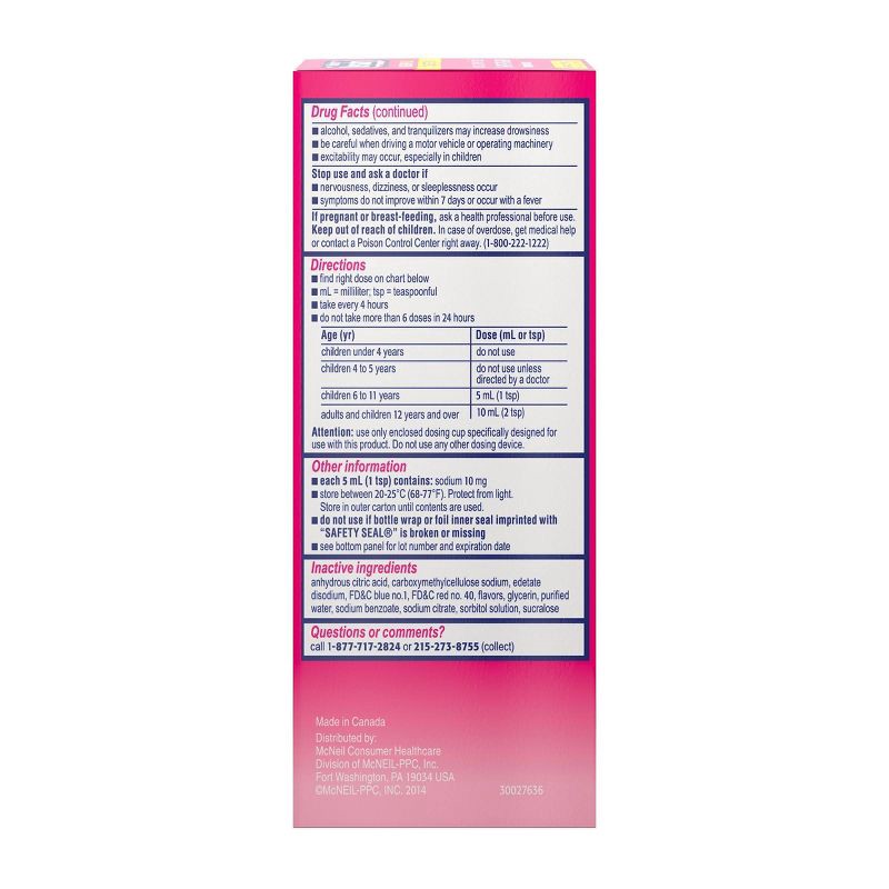 slide 6 of 8, Children's Benadryl Diphenhydramine Allergy Plus Congestion Relief Liquid - Grape - 4 fl oz, 4 fl oz