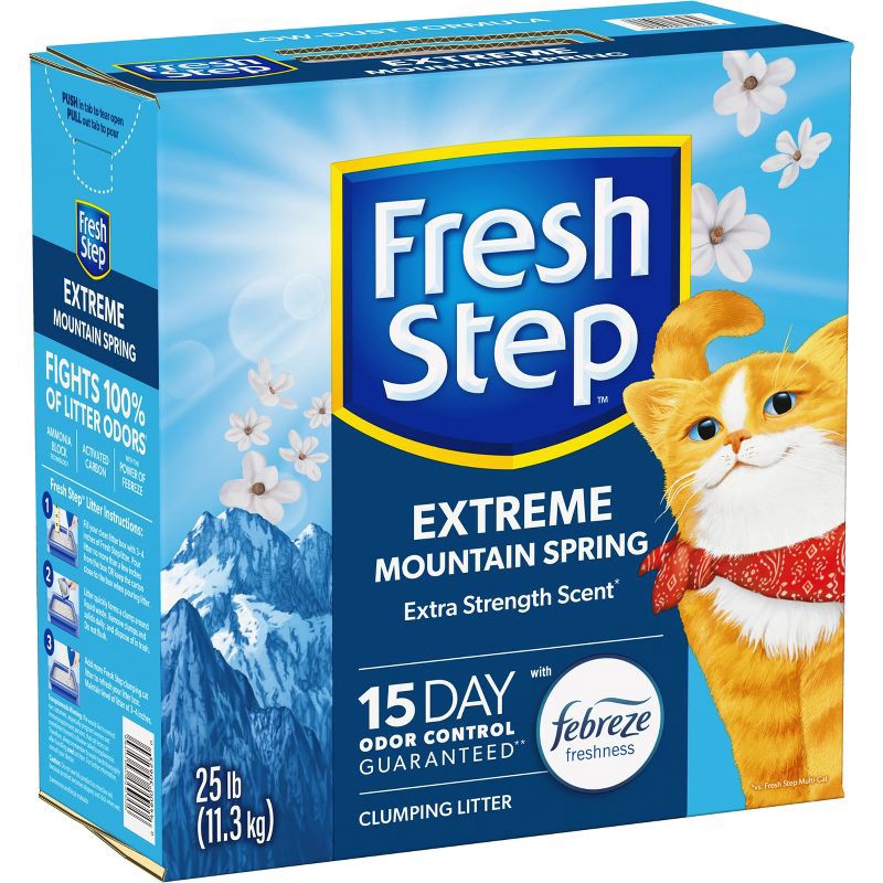 slide 14 of 15, Fresh Step Extreme Scented Litter with the Power of Febreze Clumping Kitty & Cat Litter - Mountain Spring - 25lb, 25 lb