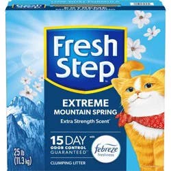 Fresh Step Extreme Scented Litter with the Power of Febreze Clumping Kitty & Cat Litter - Mountain Spring - 25lb