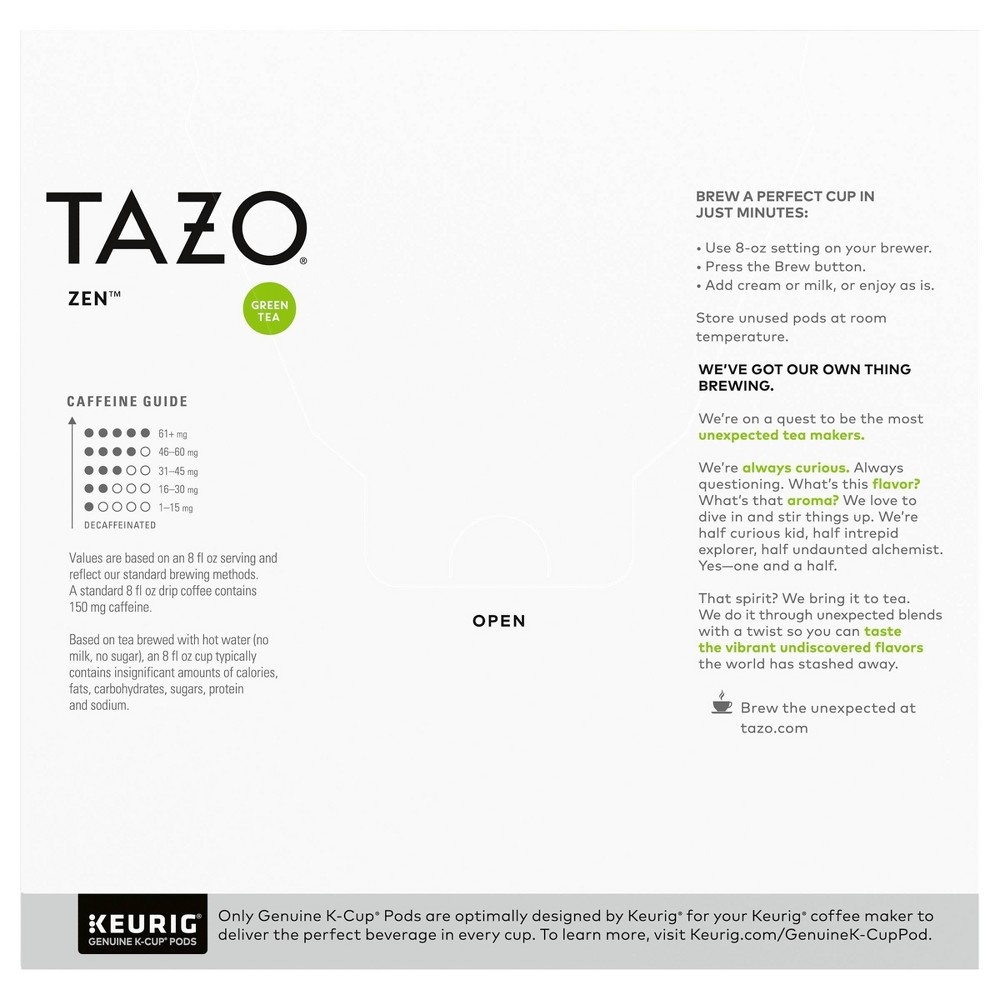 slide 8 of 8, Tazo Zen Tea - Keurig K-Cup Pods, 16 ct