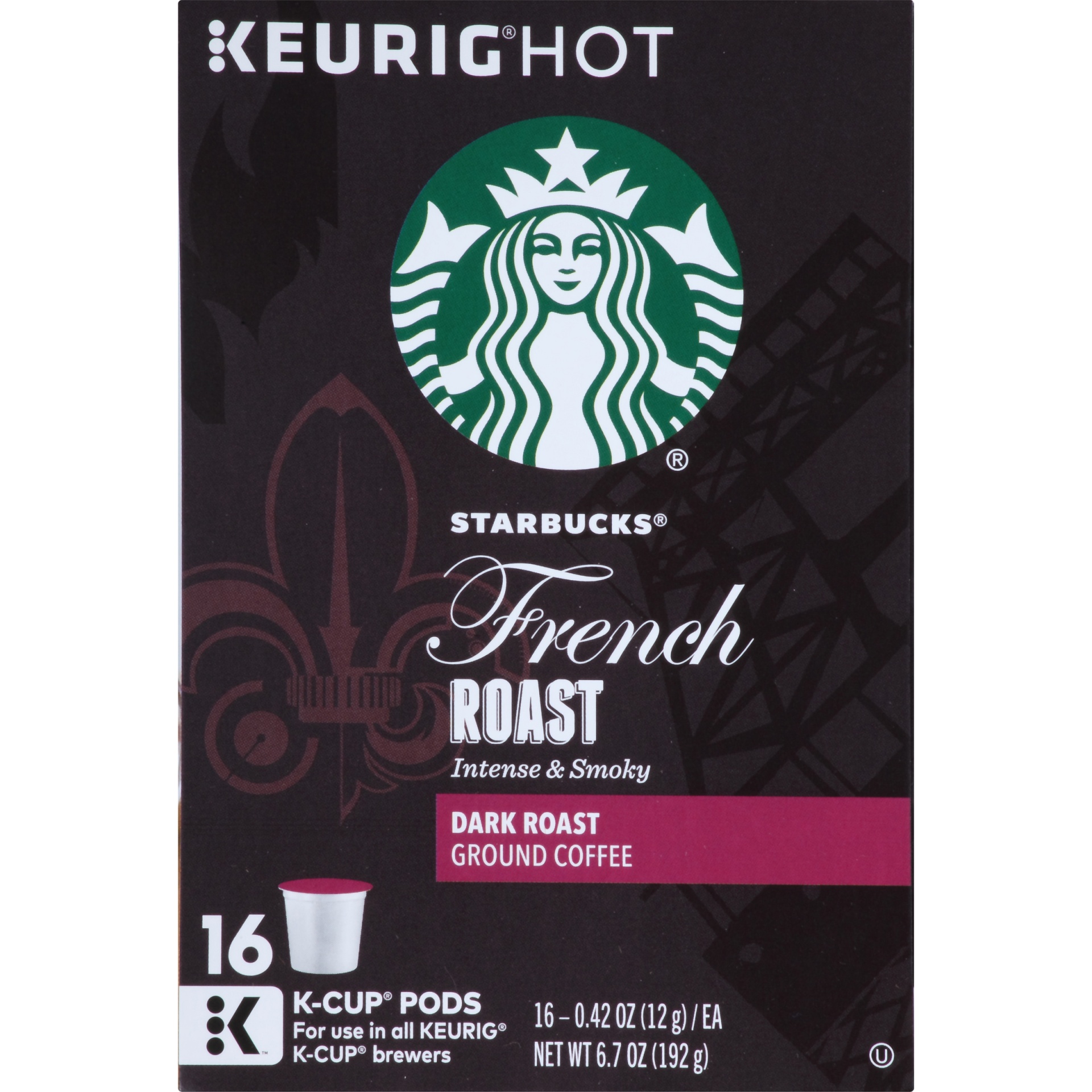 slide 3 of 7, Starbucks French Roast Dark Ground Coffee K-Cups, 16 ct