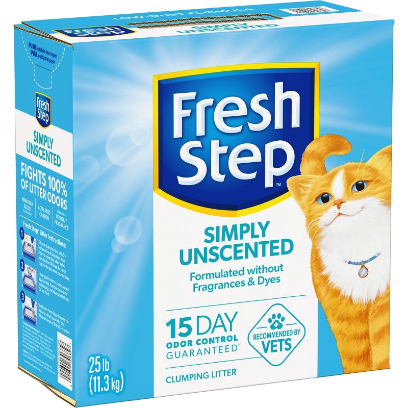 slide 2 of 16, Fresh Step Simply Unscented Clumping Cat Litter - 25lbs, 25 lb