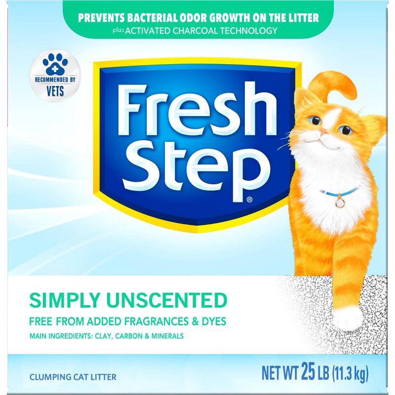 slide 5 of 15, Fresh Step - Simply Unscented Litter - Clumping Cat Litter - 25lbs, 25 lb