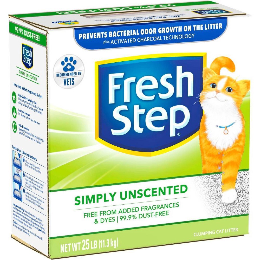 slide 7 of 10, Fresh Step - Simply Unscented Litter - Clumping Cat Litter - 25lbs, 25 lb