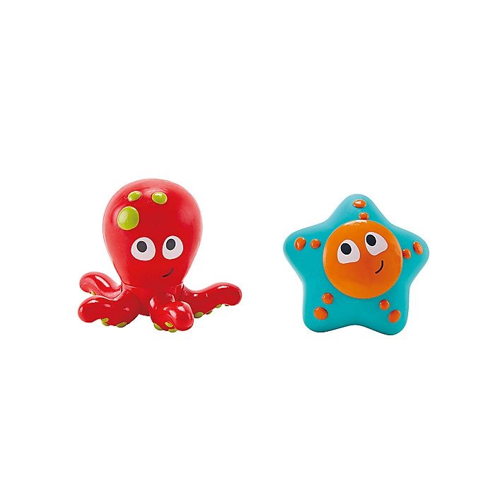 slide 1 of 3, Hape Ocean Floor Squirter Bath Toy Set - Red/Blue, 2 ct