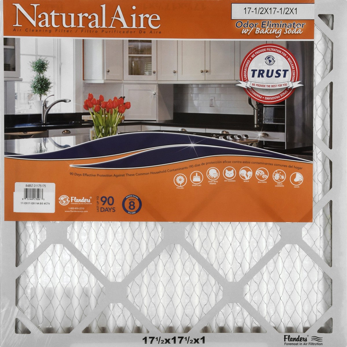 slide 11 of 11, NaturalAire 17-1/2 x 17-1/2 x 1 Odor Eliminator with Baking Soda Air Cleaning Filter 1 ea, 1 ct
