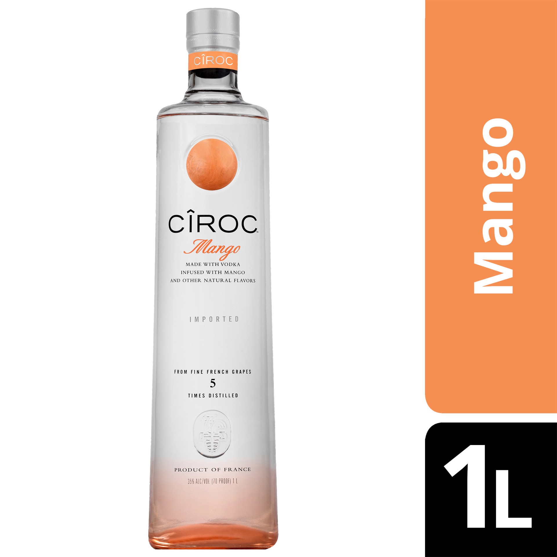 slide 3 of 4, CIROC Mango (Made with Vodka Infused with Natural Flavors), 1 L, 1 liter