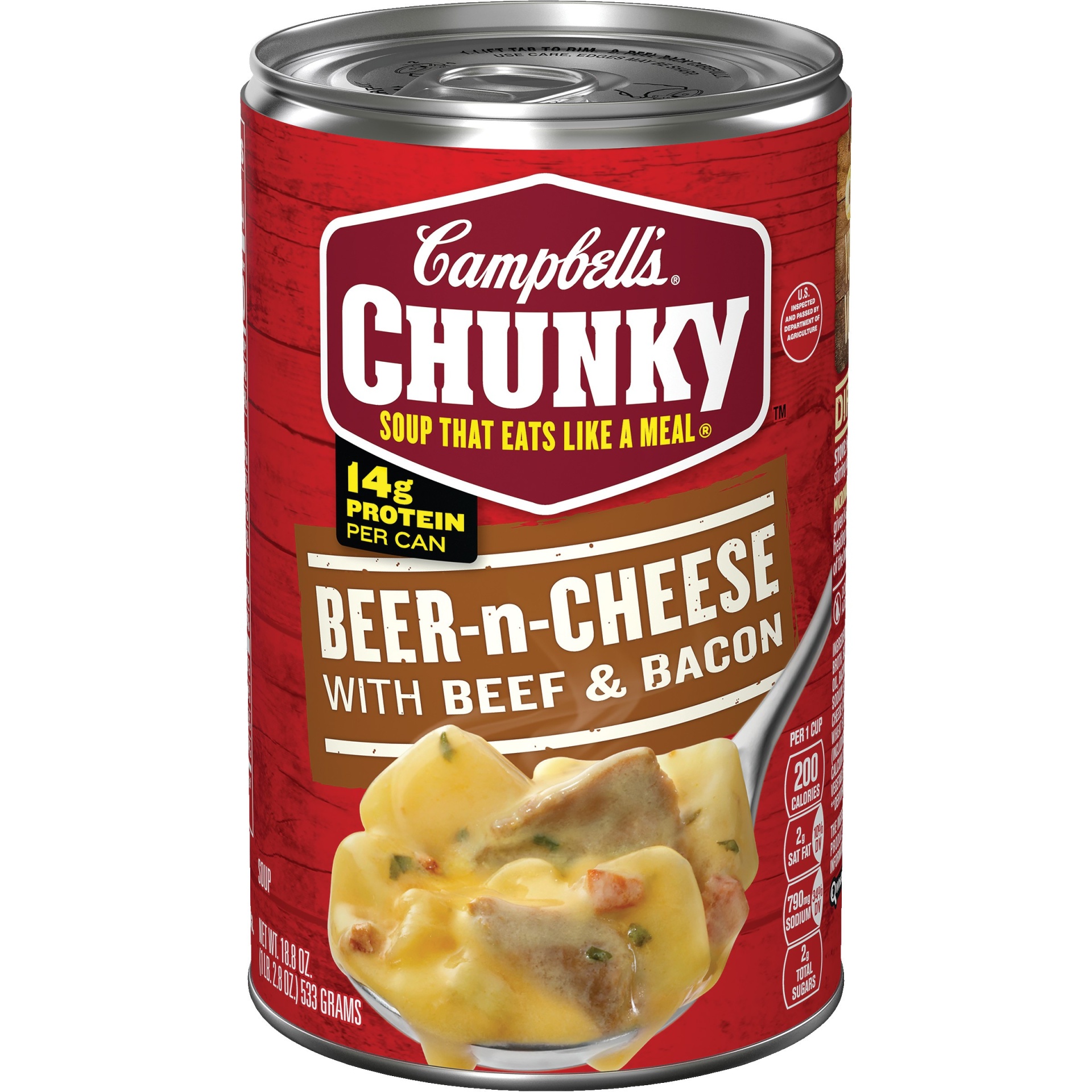 slide 1 of 5, Campbell's Chunky Beer-n-Cheese With Beef & Bacon Soup, 18.8 oz