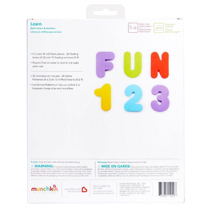 slide 7 of 7, Munchkin Bath Letters and Numbers - 36ct Bath Toy Set, 36 ct