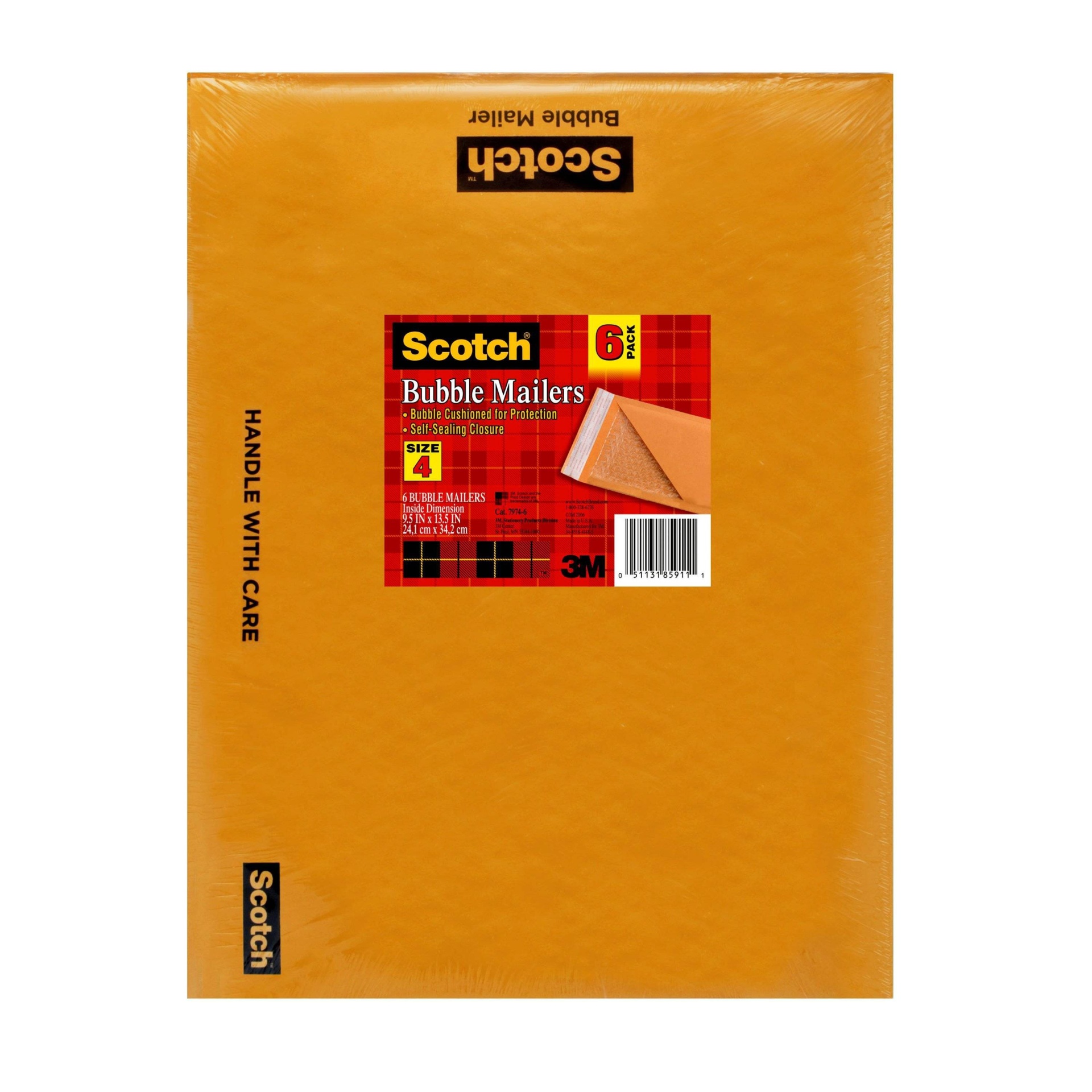 slide 1 of 3, Scotch 6pk 9.5" x 13.5" Bubble Mailers, 6 ct