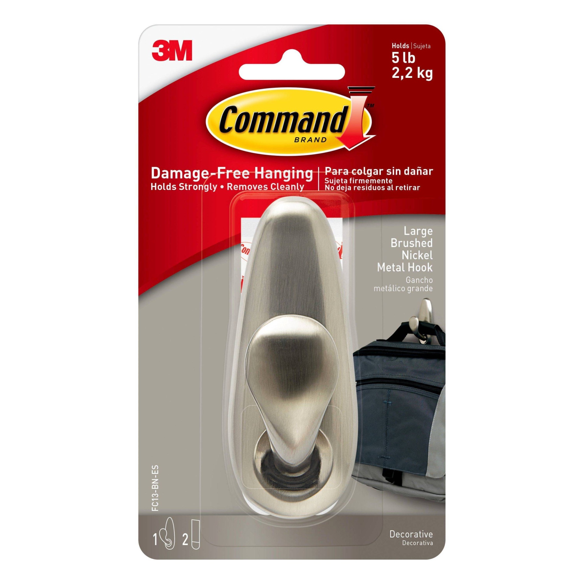 slide 1 of 6, Command Large Sized Forever Classic Decorative Hook Brushed Nickel, 1 ct