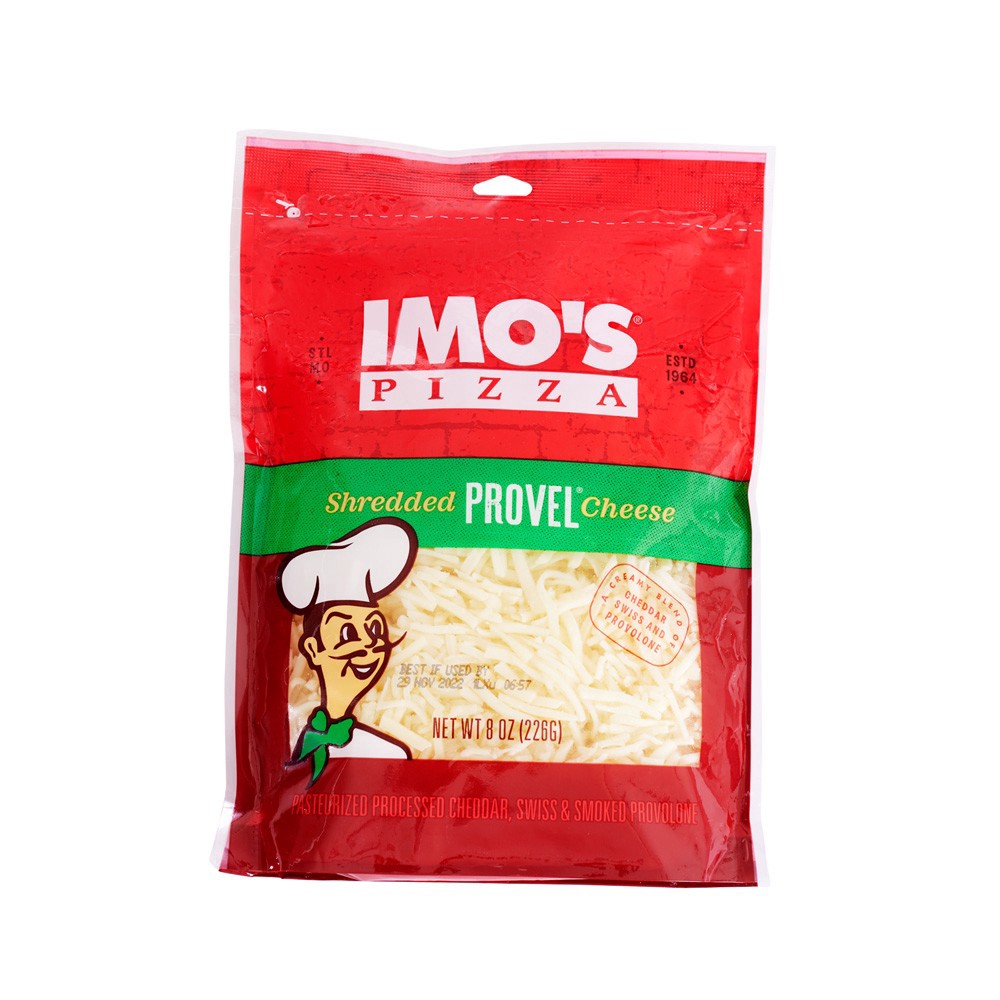 slide 1 of 1, Imo's Shredded Provel Cheese, 8 oz