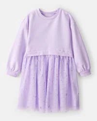 Carter's Carters Girls Metallic Heart Long-Sleeve Tulle Dress - Purple Lavender 5