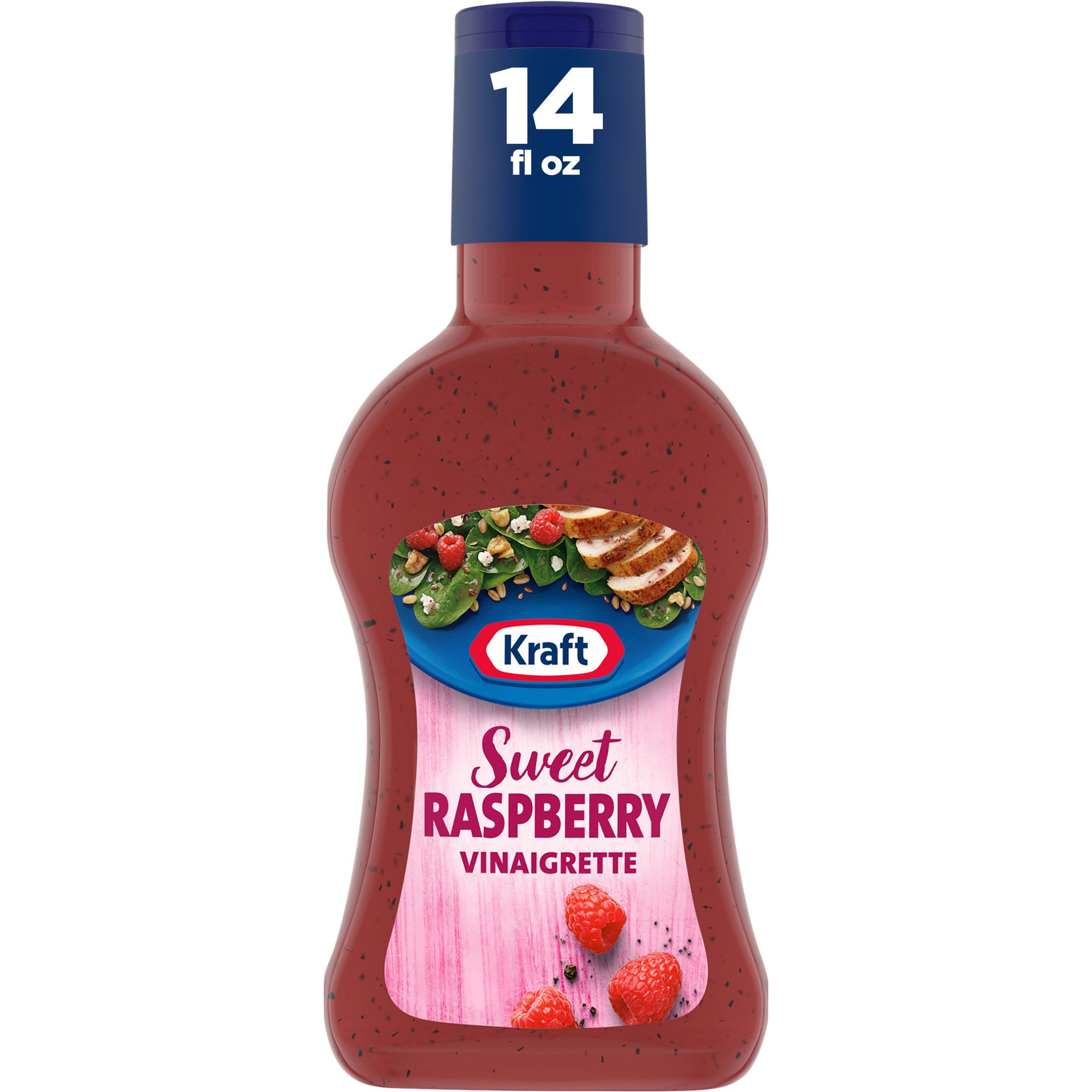 slide 1 of 7, Kraft Sweet Raspberry Vinaigrette Salad Dressing Bottle, 14 fl oz