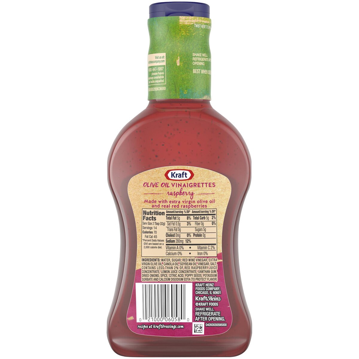 slide 5 of 6, Kraft Sweet Raspberry Vinaigrette Salad Dressing, 14 fl oz Bottle, 14 fl oz