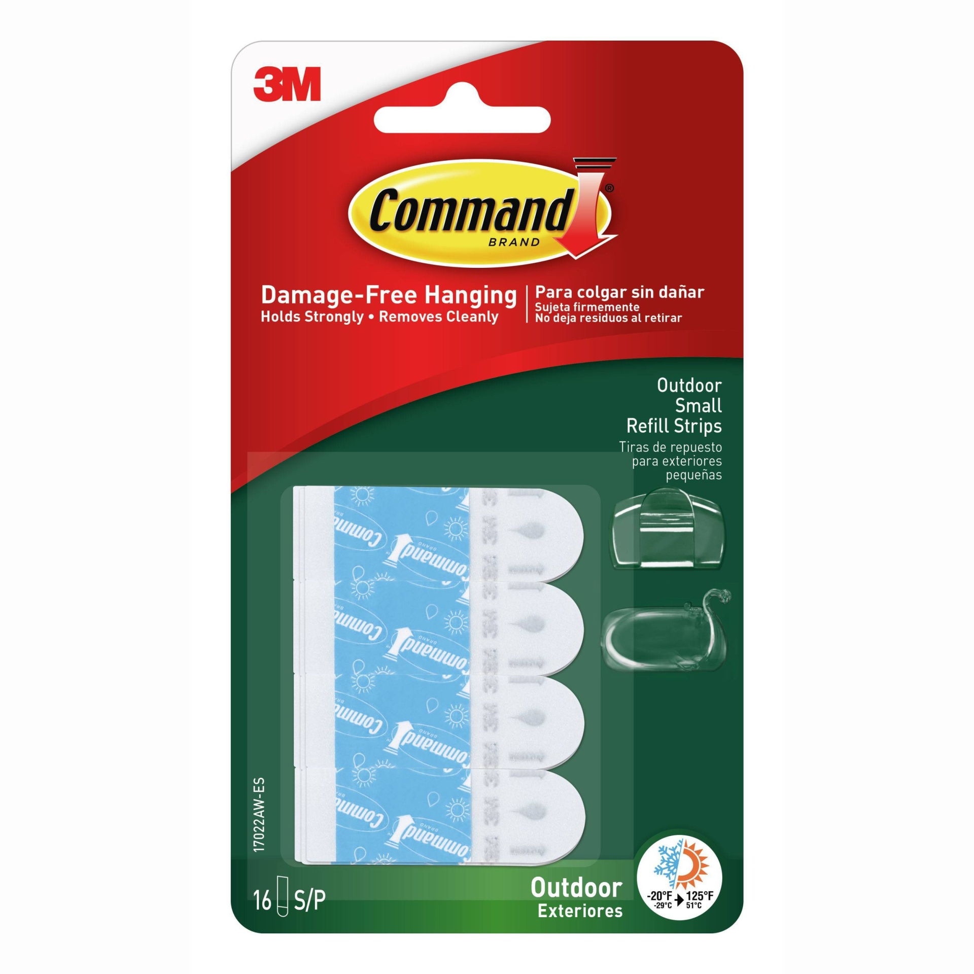 slide 1 of 6, Command 16 Strips Small Sized Outdoor Foam Strip Refills Decorative Hooks White, 1 ct