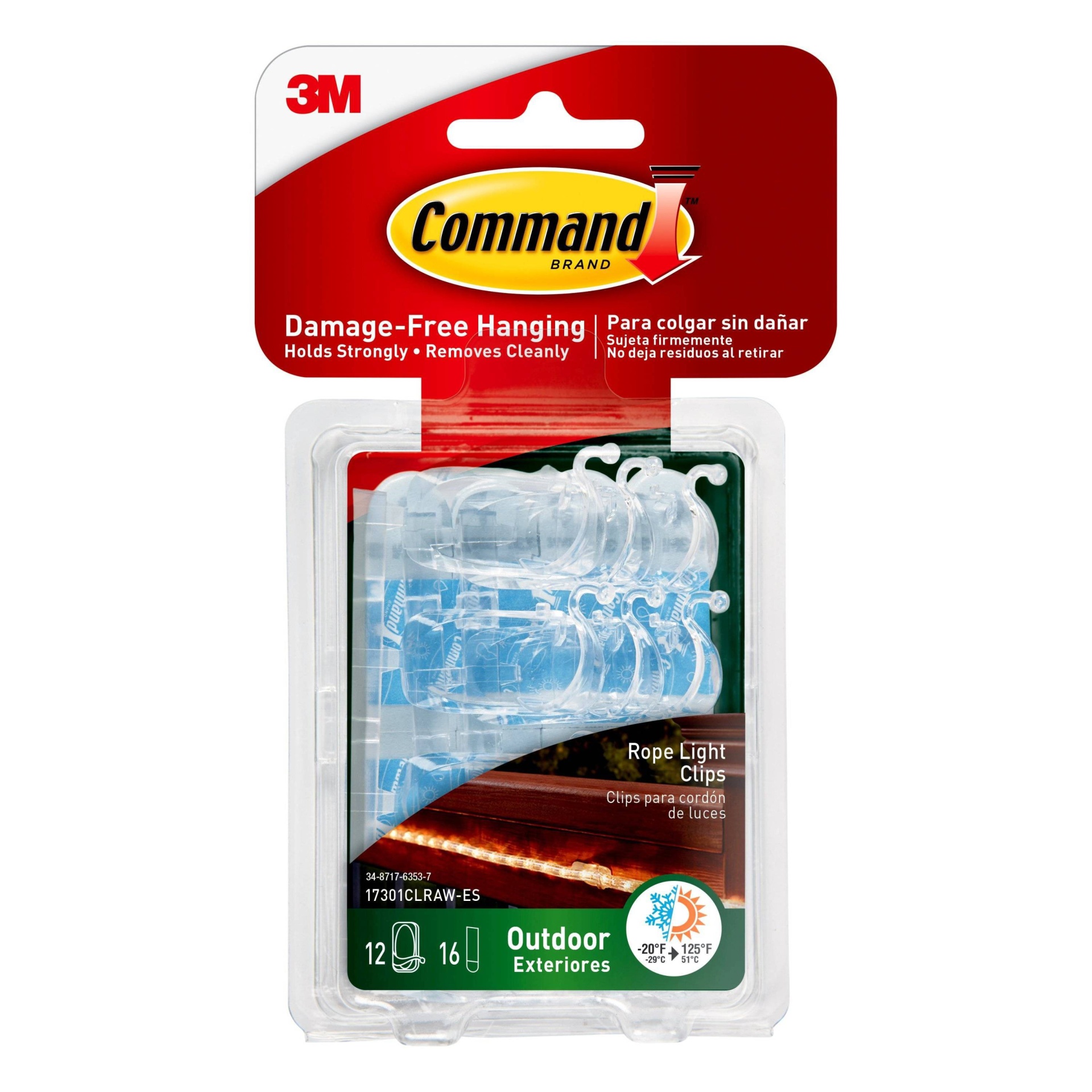 slide 1 of 9, Command Outdoor Rope Light Clips with Foam Strips Clear, 1 ct